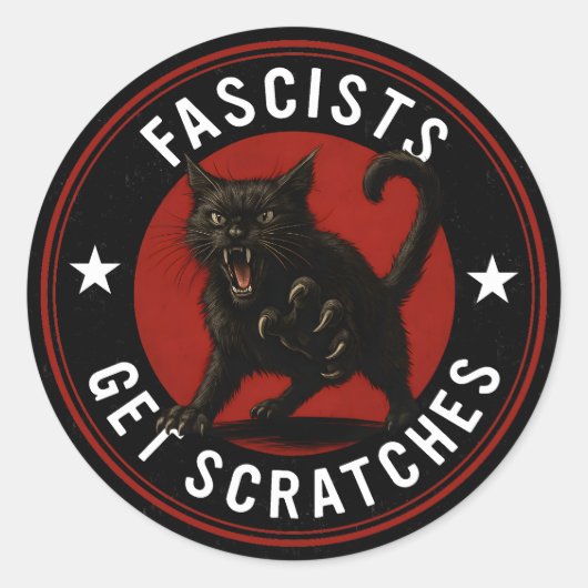 Sticker Rond Chats Contre les Fascistes (Devant)