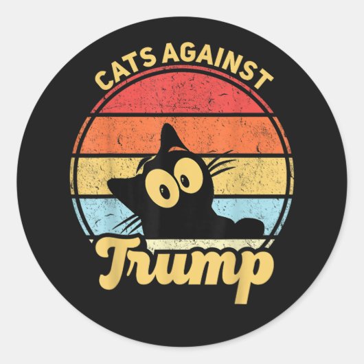 Sticker Rond Chats contre Trump (Devant)
