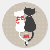 Sticker Rond Chats d'amour – Conception mignonne de couple de c (Devant)