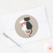 Sticker Rond Chats d'amour – Conception mignonne de couple de c (Enveloppe)