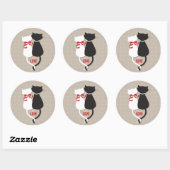Sticker Rond Chats d'amour – Conception mignonne de couple de c (Feuille)