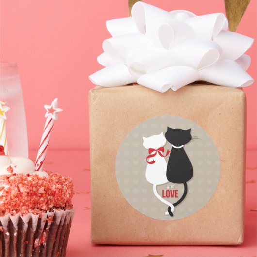 Sticker Rond Chats d'amour – Conception mignonne de couple de c (Fête)