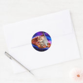 Sticker Rond Chats dans la pizza spatiale (Enveloppe)