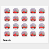 Sticker Rond Chats de Camion Rouge Cute Noël (Feuille)