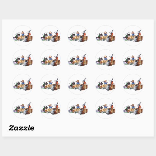 Sticker Rond Chats de jazz (Feuille)