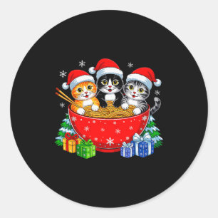 Sticker Rond Chats de Noël Kit de Ramen Chatons Anime Noël Pour
