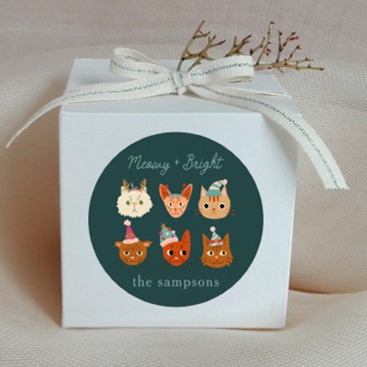 Sticker Rond Chats de vacances Meowy et Bright