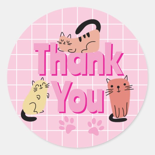 Sticker Rond Chats Doodle Merci  (Devant)
