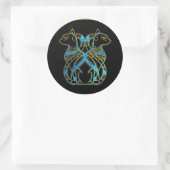 Sticker Rond Chats égyptiens Vitrail or et bleu (Sac)