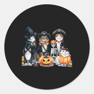 Sticker Rond Chats En Costumes Automne Saison Halloween Fun Cha