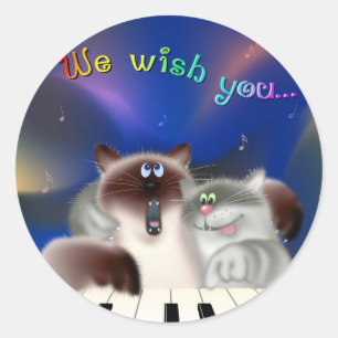 Sticker Rond Chats en piano