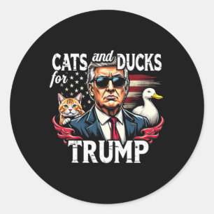 Sticker Rond Chats Et Canards Pour Trump 2024 Drôle Trump Vance
