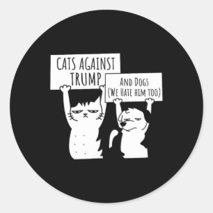 Sticker Rond Chats Et Chiens Contre Trump