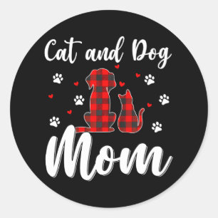 Sticker Rond Chats et Chiens Fête des mères Marionnettes Animau