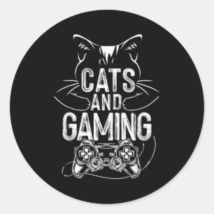 Sticker Rond Chats Et Jeux Drôles Pour Joueur, Amateur De Chat,