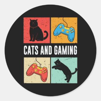 Sticker Rond Chats Et Jeux Pour Le Jeu Vidéo Amoureux des chats