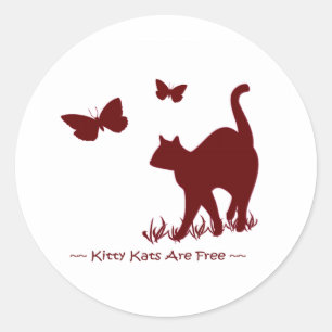 Sticker Rond Chats Gratuits - Rouge / Marron