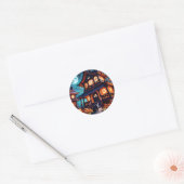Sticker Rond Chats Haunted Fun House (Enveloppe)