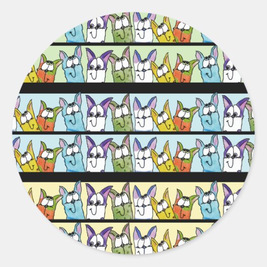 Sticker Rond Chats Kitty Lineup Colorful (Devant)