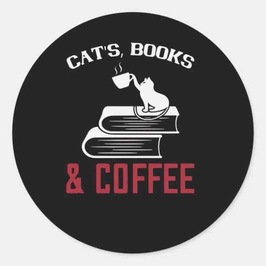 Sticker Rond Chats Livres & Café (Devant)