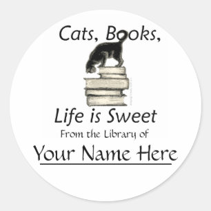 Sticker Rond Chats, Livres, La vie est sucrée Plaques