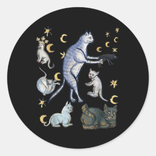 Sticker Rond Chats médiévaux moches