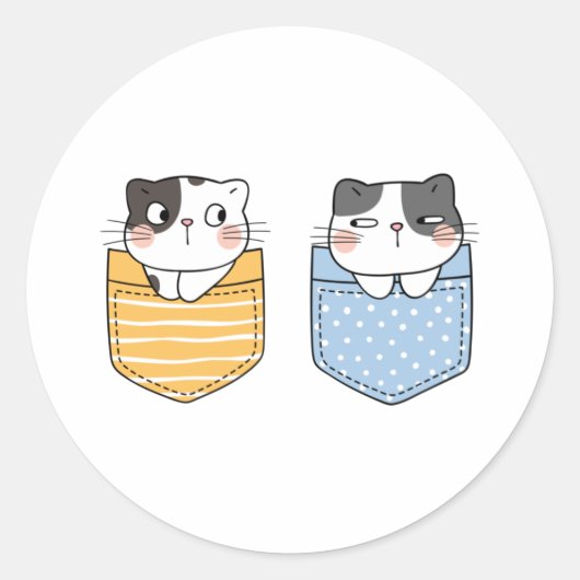 Sticker Rond Chats mignons (Devant)