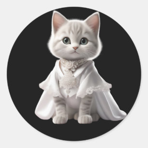 Sticker Rond chats mignons et drôles portant des vêtements