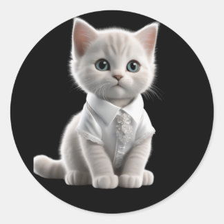 Sticker Rond chats mignons et drôles portant des vêtements