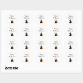 Sticker Rond Chats mignons Joyeux Halloween Orange Noir (Feuille)