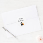 Sticker Rond Chats mignons Joyeux Halloween Orange Noir (Enveloppe)
