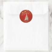 Sticker Rond Chats mignons Pine Tree Noël rouge (Sac)