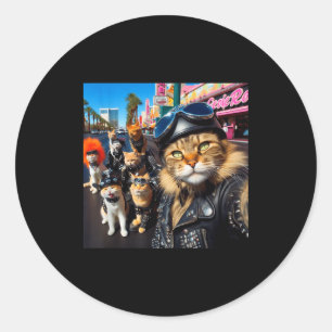 Sticker Rond Chats motards drôles Gangster Chats Moto de rue C