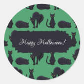 Sticker Rond Chats Noirs Blocs Halloween Pixel Art Motif (Devant)