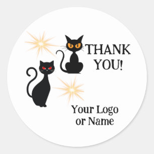 Sticker Rond Chats noirs rétro avec starburst - message modifia