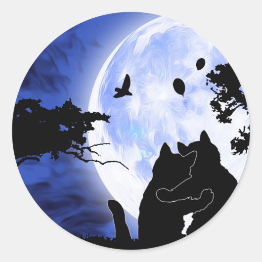 Sticker Rond chats pleine lune (Devant)
