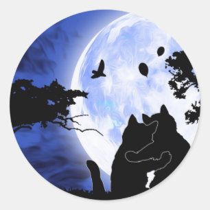 Sticker Rond chats pleine lune