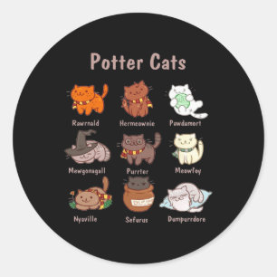 Sticker Rond Chats Potter Pour Amoureux de les chats