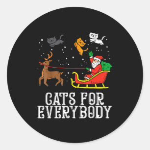 Sticker Rond Chats pour tout le monde Noël Chat drôle Xmas Femm