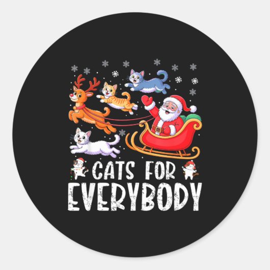 Sticker Rond Chats pour tout le monde Noël Chat drôle Xmas Homm (Devant)