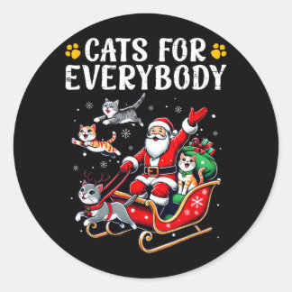 Sticker Rond Chats pour tout le monde Noël Chat drôle Xmas Homm