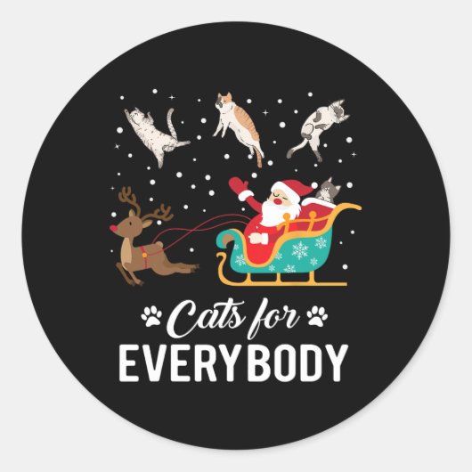 Sticker Rond Chats pour tout le monde Noël Chat Funny Noël Père (Devant)