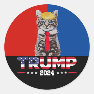 Sticker Rond Chats Pour Trump 2024   Vance Trump Red Blue