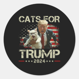 Sticker Rond Chats Pour Trump 2024 - Votez Drôle Pour Trump - C
