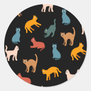 Sticker Rond Chats sur le noir