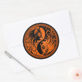 Sticker Rond Chats Yin Yang orange et noirs (Enveloppe)