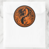Sticker Rond Chats Yin Yang orange et noirs (Sac)