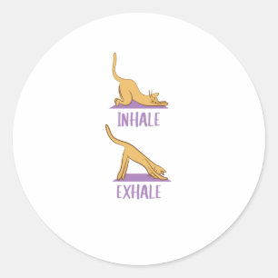 Sticker Rond Chats Yoga Cute Chats Sport Inhale Exhale