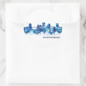 Sticker Rond Chattanooga Tennessee Skyline Blue (Sac)