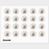 Sticker Rond Chatte chatte blanche kawaii chatons, animaux de c (Feuille)